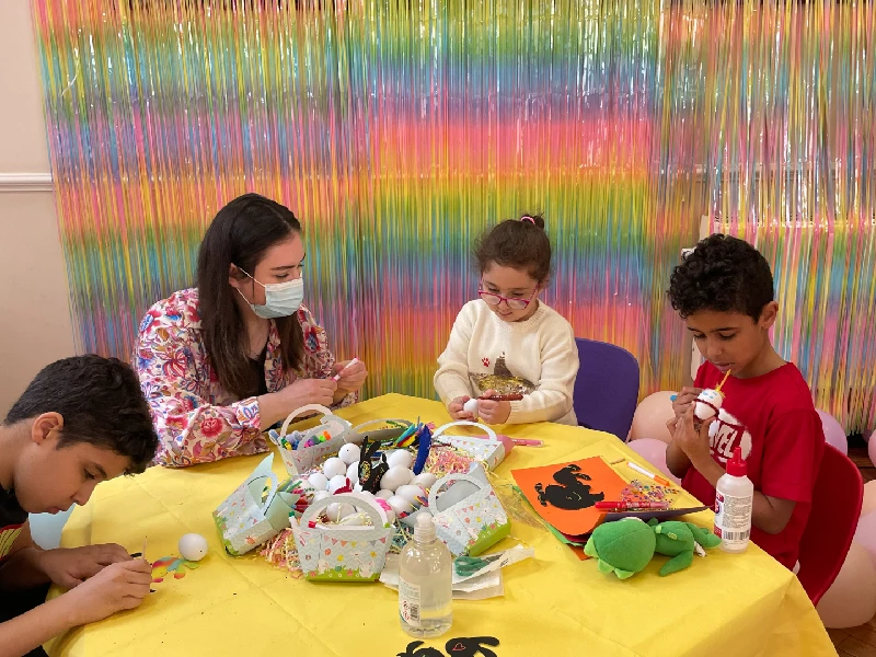 Arts and crafts table at the Paw-some Easter Event