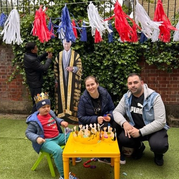 Patients and staff at the coronation fun day